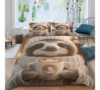 JQZXKNHPRS Cute slothSet Di Copripiumino ultra microfibra 3 pezzi motivo 3D con cerniera Cozy winter scene copripiumino con federe traspirante ultra morbido for ragazze Single（135x200cm）