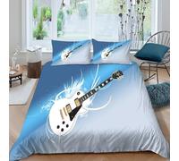 JQZXKNHPRS electric guitarSet Di Copripiumino morbida 3 Pezzi stampa 3D con cerniera modern rock style copripiumino con federa traspirante for bambini adulti ragazzi Single（140x200cm）