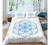 JQZXKNHPRS Flower of LifeSet Di Copripiumino morbida microfibra 3 Pezzi stampa 3D con cerniera Sacred geometry design copripiumino incluso federe aiosa ultra morbido for ragazze Single（135x200cm）