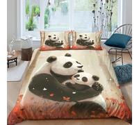 JQZXKNHPRS Panda momSet Di Copripiumino ultra microfibra 3 pezzi motivo 3D con cerniera Cute animal illustration copripiumino con federe soffice ultra morbido for ragazze Single（140x200cm）