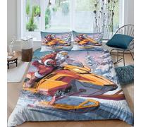 JQZXKNHPRS SantaRideSnowmobileSet Di Copripiumino microfibra 3 pezzi motivo 3D con cerniera WinterAdventureStyle copripiumino con federe traspirante ultra morbido for coppie King（220x240cm）