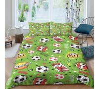 JQZXKNHPRS Soccer ballcopripiumino morbida microfibra 3 pezzi motivo 3D con cerniera Cartoon comic style fun Set Di Copripiumino incluso federe aiosa morbida for ragazzi Single（135x200cm）