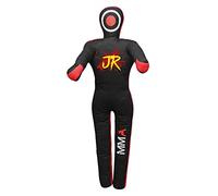 JR Active Manichino da allenamento MMA (posizione eretta) per boxe, combattimento, lancio, rampa, karate, jiu-Jitsu, allenamento di wrestling, non riempito (tela rossa/nera, 150 cm)