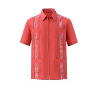Jr Autunno Moda Cuban Guayabera Camicie Full Zip Frontale Camicia messicana con Tasca Quattro Tasche Camicia Ricamata Uomo Guayabera Camicia a maniche corte Camicia a maniche corte T-shirt a maniche
