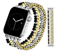 JR.DM Braccialetto con perline da donna, compatibile con Apple Watch da 38 mm, 40 mm, 41 mm, 42 mm, 44 mm, 45 mm, elegante cinturino elasticizzato di ricambio fatto a mano per iWatch serie SE 9, 8, 7,