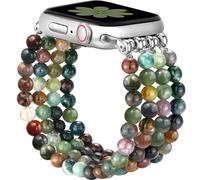 JR.DM Braccialetto da donna con perline in pietra naturale compatibile con Apple Watch 40/41/38/44/42/45/46/49 comodi elastici di ricambio per iWatch Serie 10/9/8/SE/7