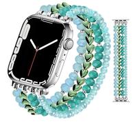 JR.DM Cinturino di ricambio da donna con perline compatibile con Apple Watch da 38 mm, 40 mm, 41 mm, 42 mm, 44 mm, 45 mm, fatto a mano, alla moda, elasticizzato, di ricambio, per iWatch serie SE 9, 8,