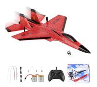 Jradse 2,4 GHz 2CH RC Aereo Modello di Volo, Aliante RC facile da pilotare con luci colorate Aereo Giocattolo all'Aperto con 2 batterie per Bambini e Principianti, rosso