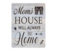JRBJWYVV Rustic Moms Home Sign Always Will Be Home Metal Tin Plaque Vintage Wall Decor for Entryway Living Room Mothers Day 8 X 12 in