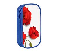 JRBWTDBW Astuccio con fiori di papavero e petali vivaci, per studenti, ragazze, ragazzi, grande capacità, per adulti, portapenne per ufficio, organizer semplice e durevole, Blu, Taglia unica, Bagaglio