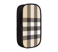 JRBWTDBW Astuccio grigio con linee scozzesi per studenti ragazze ragazzi grande capacità adulto penna creatore matita astuccio organizzatore ufficio semplice durevole multifunzionale matita borsa,