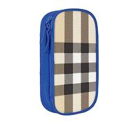JRBWTDBW Astuccio grigio con linee scozzesi per studenti ragazze ragazzi grande capacità adulto penna creatore matita astuccio organizzatore ufficio semplice durevole multifunzionale matita borsa,