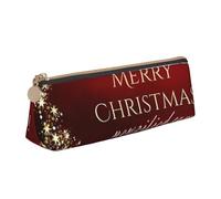 JRBWTDBW Astuccio in pelle con scritta "Merry Christmas", design sottile, con cerniera metallica, tascabile, per studenti, ufficio, università, scuola media, bianco, Taglia unica, Set di zaini per la