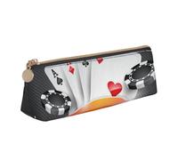 JRBWTDBW Astuccio in pelle per torneo di poker, design sottile, con cerniera metallica, formato tascabile, per studenti, ufficio, università, scuola media, bianco, Taglia unica, Set di zaini per la