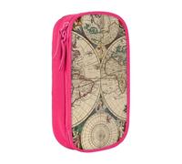 JRBWTDBW Astuccio per matite con mappa del mondo per studenti, ragazze, ragazzi, grande capacità, per adulti, portapenne per ufficio, organizer semplice e resistente, multifunzionale, rosa, Taglia