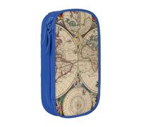 JRBWTDBW Astuccio per matite con mappa del mondo per studenti, ragazze, ragazzi, grande capacità, per adulti, portapenne per ufficio, organizer semplice e resistente, multifunzionale, Blu, Taglia