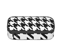 JRBWTDBW Astuccio per penne di grande capacità, motivo pied de poule, nero, di grande capacità, per studenti, astuccio per cancelleria con cerniera liscia, astuccio portatile per scuola e ufficio,