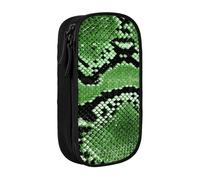 JRBWTDBW Astuccio verde in pelle di serpente per studenti ragazze ragazzi grande capacità adulto penna creatore matita astuccio organizzatore ufficio semplice durevole multifunzionale astuccio, Nero ,
