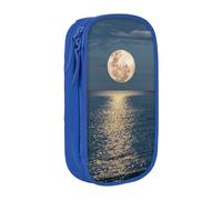 JRBWTDBW Bright Moon at Sea Hippie Astuccio per Studenti Ragazze Ragazzi Grande Capacità Adulto Pen Maker Matita Astuccio Organizzatore per Ufficio Semplice Durevole Multifunzionale Matita Borsa, Blu,