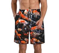 JRBWTDBW Costume da bagno da uomo con pesci di carpa in Giappone Pantaloncini da bagno da uomo con tasche con cerniera Surf Pantaloncini da spiaggia elasticizzati Fodera in rete traspirante ad
