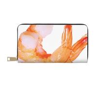 JRBWTDBW Glutton Shrimps - Pochette lunga da donna in finta pelle, elegante e alla moda, con porta carte di credito e tasche organizer, borsa resistente per i viaggi di tutti i giorni, bianco, Taglia