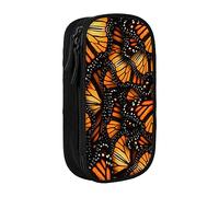 JRBWTDBW Heaps of Orange Monarch Butterflies Astuccio per studenti Ragazze Ragazzi Grande Capacità Adulto Penna Maker Matita Astuccio Organizzatore Ufficio Semplice Durevole Multifunzionale, Nero ,