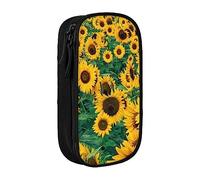 JRBWTDBW Molti bellissimi girasoli astuccio per studenti ragazze ragazzi grande capacità adulto penna maker matita sacchetto organizzatore ufficio semplice durevole multifunzionale matita borsa, Nero
