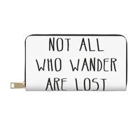 JRBWTDBW Not All Who Wander are Lost Long Faux Leather Clutch Chic Elegante Portafogli da donna per donne moderne, grande capacità, porta carte e tasche organizer, borsa resistente per i viaggi di