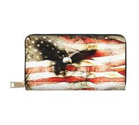 JRBWTDBW Pochette lunga in ecopelle con bandiera dell'aquila calva veterani, elegante e chic da donna, portafogli da donna moderne, grande capacità, porta carte e tasche organizer, borsa resistente