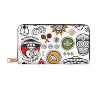 JRBWTDBW Pochette lunga in ecopelle con simboli della salsa messicana, eleganti portafogli da donna per donne moderne, porta carte di grande capacità e tasche organizer, borsa resistente per i viaggi