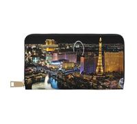 JRBWTDBW Pochette lunga in ecopelle con vista notturna di Las Vegas, elegante e alla moda, portafogli da donna moderne, grande capacità, porta carte e tasche organizer, borsa resistente per i viaggi
