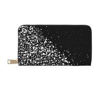 JRBWTDBW Pochette lunga in ecopelle nera bianca glitterata chic elegante portafogli da donna per donne moderne grande capacità porta carte e tasche organizer borsa resistente per i viaggi di tutti i