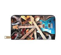 JRBWTDBW Pochette lunga in ecopelle per chitarra musicale, elegante e alla moda, portafogli da donna moderna, grande capacità, porta carte e tasche organizer, borsa resistente per i viaggi di tutti i
