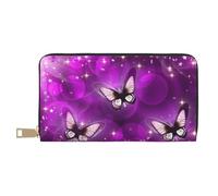 JRBWTDBW Pochette lunga in ecopelle viola con farfalla chic ed elegante portafoglio da donna per donne moderne, grande capacità, porta carte e tasche organizer borsa resistente per i viaggi di tutti i