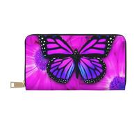JRBWTDBW Pochette lunga in ecopelle viola con farfalla e fiore chic elegante portafogli da donna per donne moderne, grande capacità porta carte e tasche organizer borsa resistente per i viaggi di