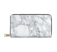 JRBWTDBW Pochette lunga in finta pelle nera chiara effetto marmo elegante portafoglio da donna moderna grande capacità porta carte e tasche organizer borsa resistente per viaggi quotidiani, bianco,