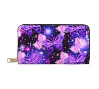 JRBWTDBW Pochette lunga viola con stampa a farfalla in finta pelle chic elegante portafogli da donna per donne moderne grande capacità porta carte e tasche organizer borsa resistente per i viaggi di