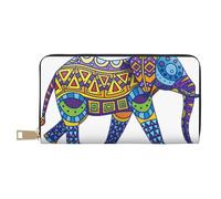 JRBWTDBW Portafogli da donna con elefante colorato lungo in finta pelle chic ed elegante per donne moderne, porta carte di grande capacità e tasche organizer, borsa resistente per i viaggi di tutti i