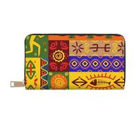 JRBWTDBW Portafogli da donna con motivi nazionali africani lunghi in finta pelle chic ed eleganti per donne moderne, porta carte di grande capacità e tasche organizer, borsa resistente per i viaggi di