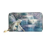 JRBWTDBW Portafogli da donna in pelle stampata con fata del lago grande capacità porta carte borsa da donna con più slot per carte borsa lunga da donna con scomparto con cerniera 19 cm x 10,5 cm borse