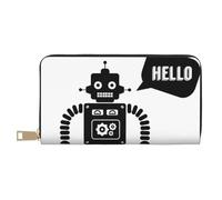 JRBWTDBW Portafoglio lungo da donna in finta pelle con robot nero chic ed elegante per donne moderne, porta carte di grande capacità e tasche organizer, borsa resistente per i viaggi di tutti i