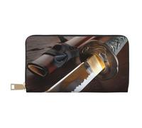 JRBWTDBW Portafoglio lungo da donna in finta pelle con spada samurai giapponese, elegante e alla moda, con porta carte di credito e tasche organizer, borsa resistente per i viaggi di tutti i giorni,