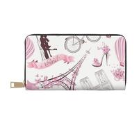 JRBWTDBW Romantico Parigi farfalla lunga pochette in ecopelle chic elegante portafogli da donna per donne moderne grande capacità porta carte e tasche organizer borsa durevole borsa per i viaggi di