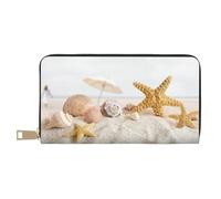 JRBWTDBW Seashells Starfish On Beach Pochette lunga in ecopelle chic elegante portafogli da donna per donne moderne grande capacità porta carte e tasche organizer borsa resistente per i viaggi di