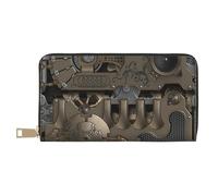 JRBWTDBW Steampunk Meccanico Ingranaggi Lunghi in Ecopelle Pochette Chic Elegante Portafogli da Donna per Donne Moderne Grande Capacità Porta Carte e Tasche Organizzatrici Borsa Durevole Borsa per i