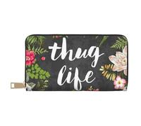 JRBWTDBW Thug Life - Pochette lunga da donna in finta pelle, motivo floreale, elegante e alla moda, con porta carte di credito e tasche organizer, borsa resistente per i viaggi di tutti i giorni,