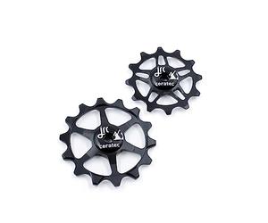 JRC Components Coppia di pulegge per deragliatore in ceramica, cuscinetti ibridi in ceramica 14 e 12T, ruote per deragliatore posteriore per bici MTB