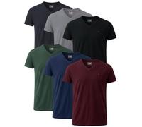 JRC Just Royal Clothing Maglietta da uomo a maniche corte con scollo a V, casual, confezione da 6, Caldo-3, L