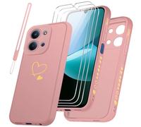 jrester Cover per Xiaomi Redmi 15C 4G/5G/Poco C85 EU Version（Non per Global Version con 3 Pezzi Vetro Temperato Pellicola Protettiva + 1 Cordone, Morbido TPU, AntiGraffio e Antiurto Custodia (Rosa)