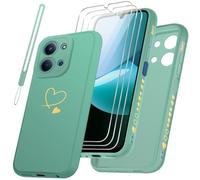 jrester Cover per Xiaomi Redmi 15C 4G/5G/Poco C85 EU Version（Non per Global Version con 3 Pezzi Vetro Temperato Pellicola Protettiva + 1 Cordone, Morbido TPU, AntiGraffio e Antiurto Custodia (Verde)